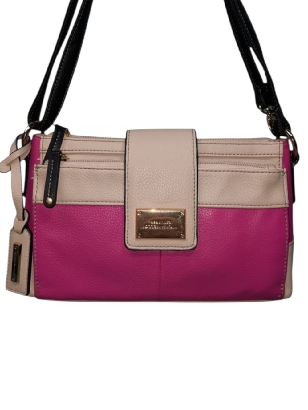 Tignanello Pink Beige Leather Convertible Shoulder/Crossbody Bag